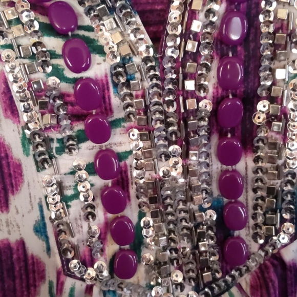 JONES NEW YORK* vintage rhinestone detail loose fitting slit neck bell sleeve 3x - Picture 4 of 5